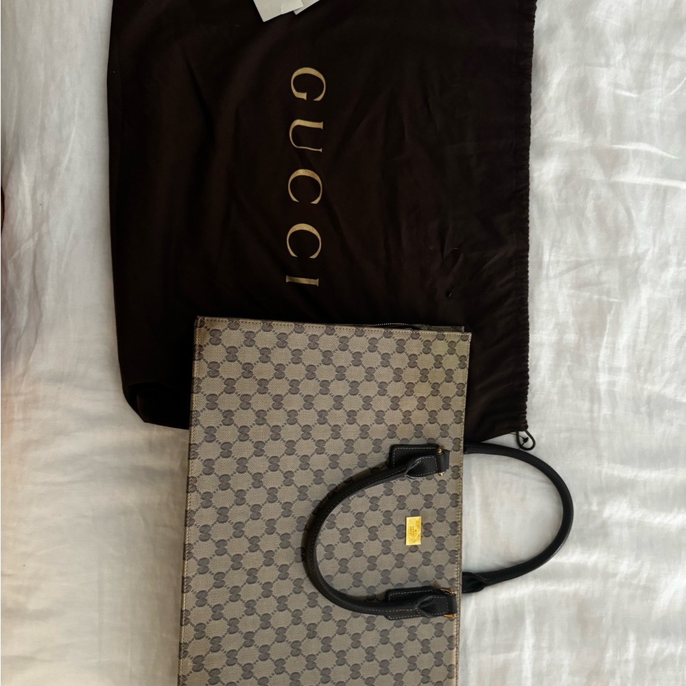 Gucci Beige and Black Monogram Handbag